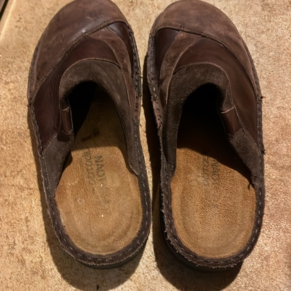 NAOT brown patchwork chunky leather suede Slip On shoes Mule Clogs EURO 37, Sz 7 - Picture 16 of 16